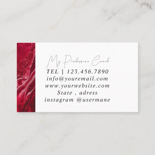 Silver Marble Pink Diamond Coach Visitekaartje (Achterkant)