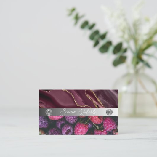 Silver Marble Pink Diamond Coach Visitekaartje (Staand voorkant)