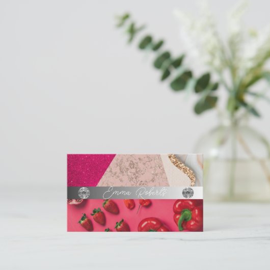 Silver Marble Pink Diamond Coach Visitekaartje (Staand voorkant)