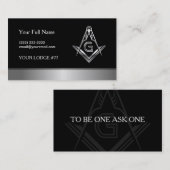 Silver Masonic Business Card-sjabloon | Freemason Visitekaartje (Voorkant / Achterkant)