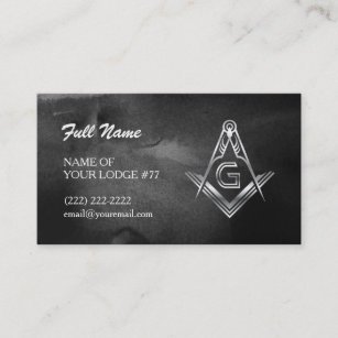 Silver Masonic Visitekaartjes   Zwarte Waterverf Contactkaartje