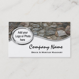 Silver Masonry Rock Logo Photo Visitekaartjes