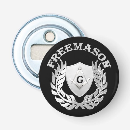 Silver masonry symbool button flesopener (Voorkant)