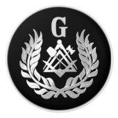 Silver masonry symbool keramische knop (Voorkant)