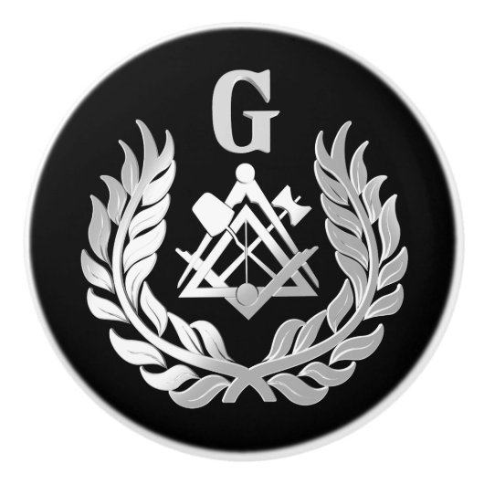 Silver masonry symbool keramische knop (Voorkant)