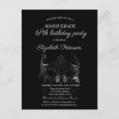 Silver Masque Masquerade 18th Birthday Uitnodiging Briefkaart (Voorkant)