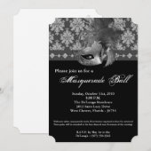 Silver Masquerade Ball Mask Costume Halloween Part Kaart (Voorkant / Achterkant)