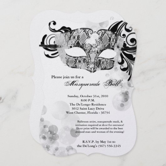 Silver Masquerade Ball Mask Costume Halloween Part Kaart (Voorkant / Achterkant)