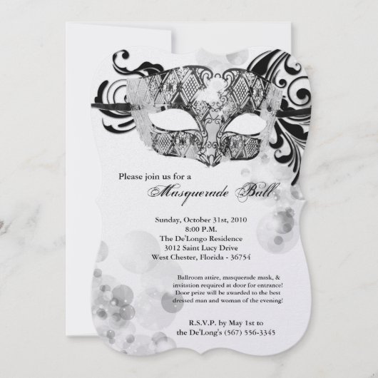 Silver Masquerade Ball Mask Costume Halloween Part Kaart (Voorkant)