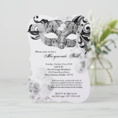 Silver Masquerade Ball Mask Costume Halloween Part Kaart (Staand voorkant)