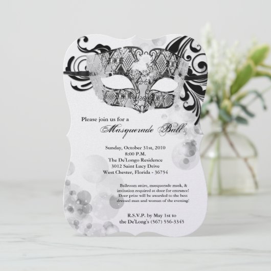 Silver Masquerade Ball Mask Costume Halloween Part Kaart (Staand voorkant)