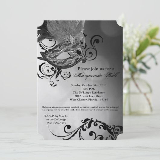 Silver Masquerade Ball Mask Costume Halloween Part Kaart (Staand voorkant)