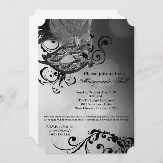 Silver Masquerade Ball Mask Costume Halloween Part Kaart (Voorkant / Achterkant)