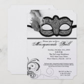 Silver Masquerade Ball Mask Costume Halloween Part Kaart (Voorkant / Achterkant)