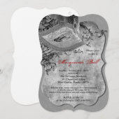 Silver Masquerade Ball Mask Costume Halloween Part Kaart (Voorkant / Achterkant)