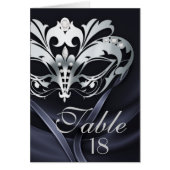 Silver Masquerade Black Table Number Kaart (Voorkant)