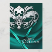 Silver Masquerade Blauwgroen Jewel Weddenschap Men Menu (Achterkant)