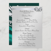 Silver Masquerade Blauwgroen Jewel Weddenschap Men Menu (Voorkant / Achterkant)