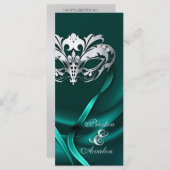 Silver Masquerade Blauwgroen juwelen bruiloft prog Programmakaart (Voorkant / Achterkant)
