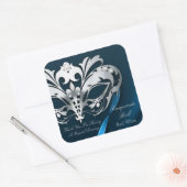 Silver Masquerade Blue Party Sticker (Envelop)