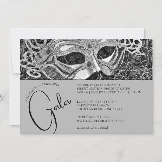 Silver Masquerade Gala Invitation Kaart (Voorkant)