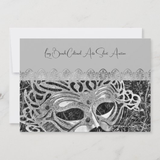 Silver Masquerade Gala Invitation Kaart (Achterkant)