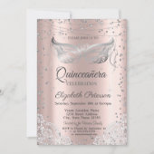 Silver Masquerade, Lace Roos Gold Quinceañera Kaart (Voorkant)
