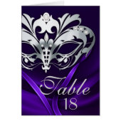 Silver Masquerade Paars Table Number Kaart (Voorkant)