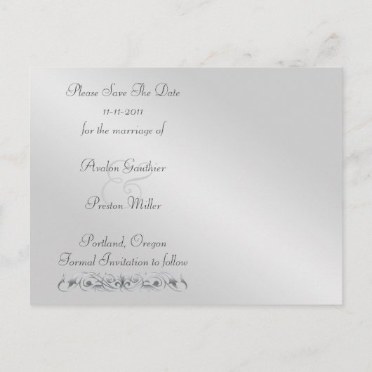 Silver Masquerade Red Jewel Save the Date Briefkaa Aankondigingskaart (Achterkant)