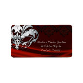 Silver Masquerade Red Jewel Weddenschap Label (Voorkant)