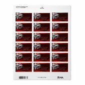 Silver Masquerade Red Jewel Weddenschap Label (Full Sheet)
