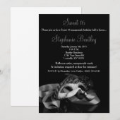 Silver Masquerade Sweet 16 Birthday Invitation Kaart (Voorkant / Achterkant)