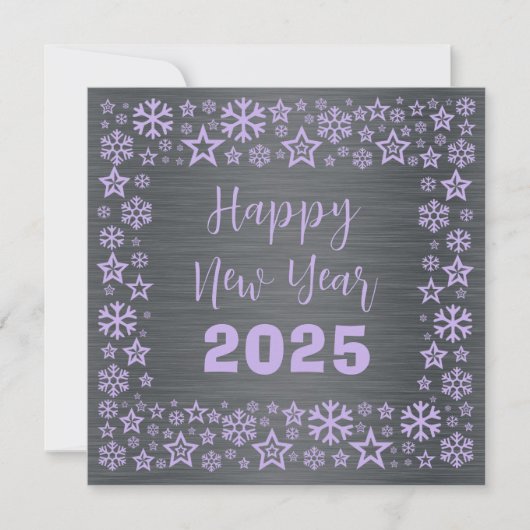Silver Maue Square wish card with golden stars Feestdagenkaart (Voorkant)