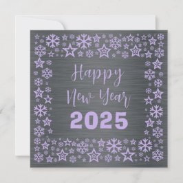 Silver Maue Square wish card with golden stars Feestdagenkaart