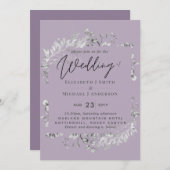 Silver Mauve Paars Botanical Leaf Weddenbudget (Voorkant / Achterkant)