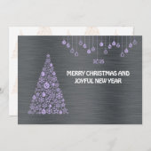 Silver Mauve wish card New Year with tree & bals Feestdagenkaart (Voorkant / Achterkant)