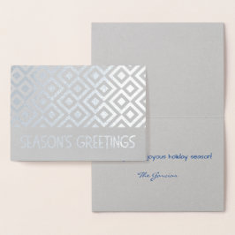 Silver Meander Pattern Season's Greetings Folie Kaarten