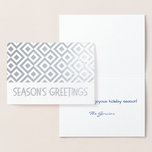 Silver Meander Pattern Season's Greetings Folie Kaarten (Display)