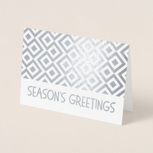 Silver Meander Pattern Season's Greetings Folie Kaarten (Voorkant)