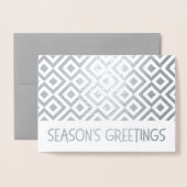 Silver Meander Pattern Season's Greetings Folie Kaarten (Voorkant met envelop)