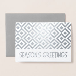Silver Meander Pattern Season's Greetings Folie Kaarten
