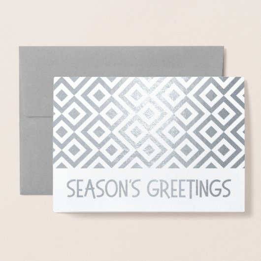 Silver Meander Pattern Season's Greetings Folie Kaarten (Voorkant met envelop)