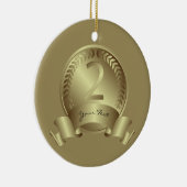 Silver Medal, Custom text, Two Award Winner Keramisch Ornament (Rechts)