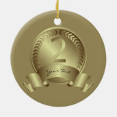 Silver Medal, Custom text, Two Award Winner Keramisch Ornament (Achterkant)