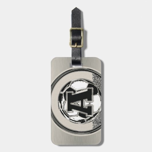 Silver Medal Soccer Monogram Letter A Bagagelabel (Voorkant verticaal)