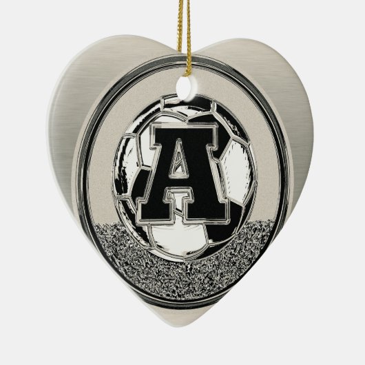 Silver Medal Soccer Monogram Letter A Keramisch Ornament (Rechts)