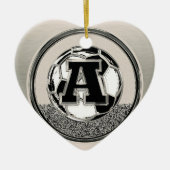 Silver Medal Soccer Monogram Letter A Keramisch Ornament (Voorkant)