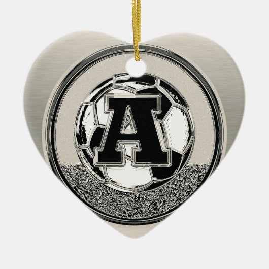 Silver Medal Soccer Monogram Letter A Keramisch Ornament (Voorkant)