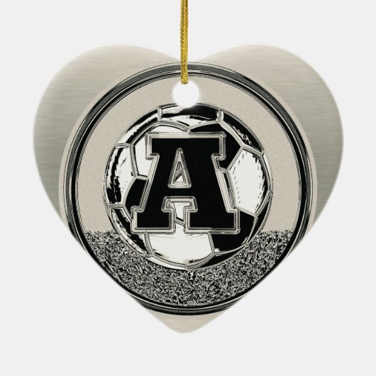 Silver Medal Soccer Monogram Letter A Keramisch Ornament (Achterkant)