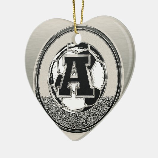 Silver Medal Soccer Monogram Letter A Keramisch Ornament (Links)